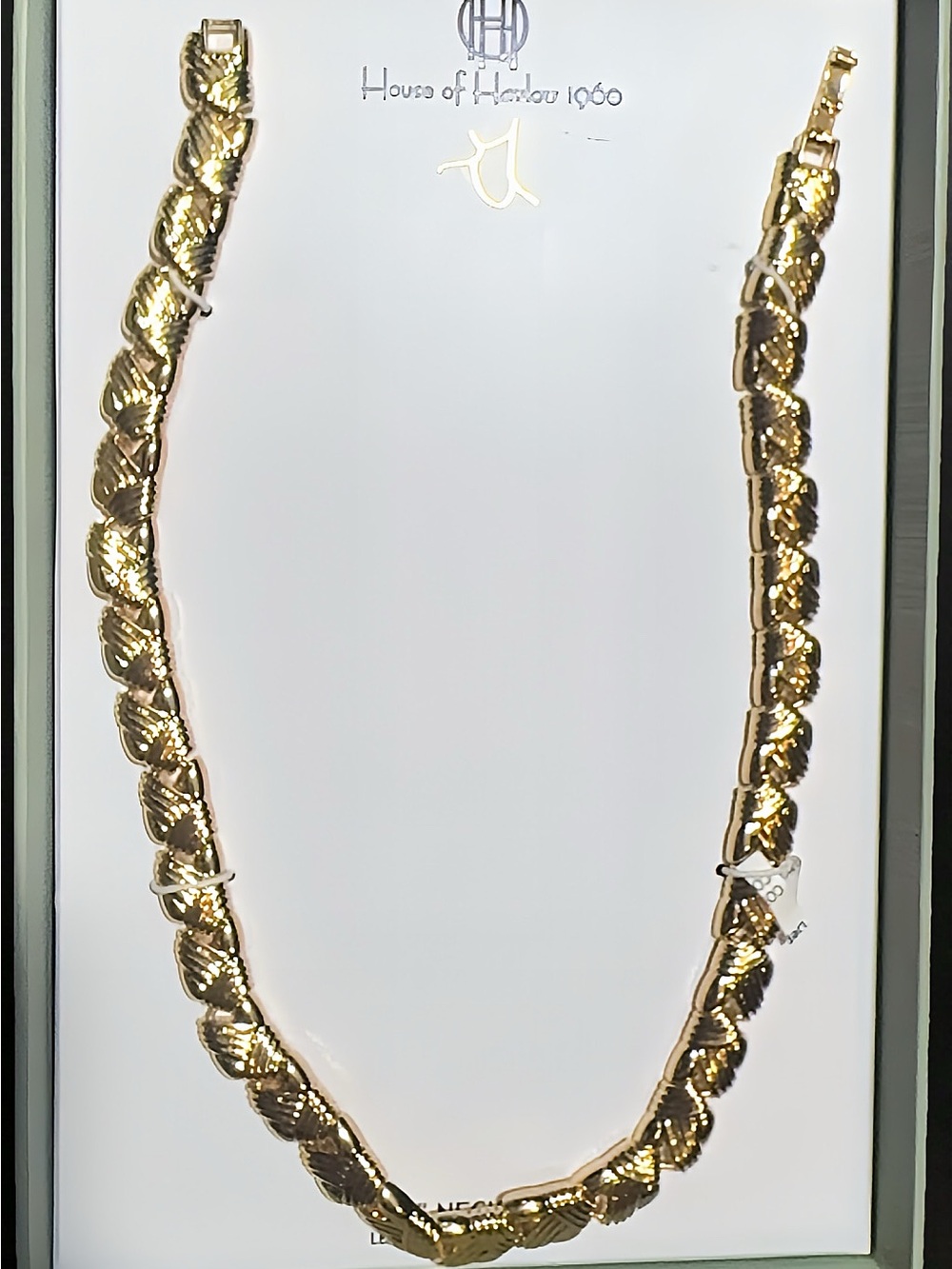 House of Harlow 1960 Textured Gold Leaf Chain Necklace